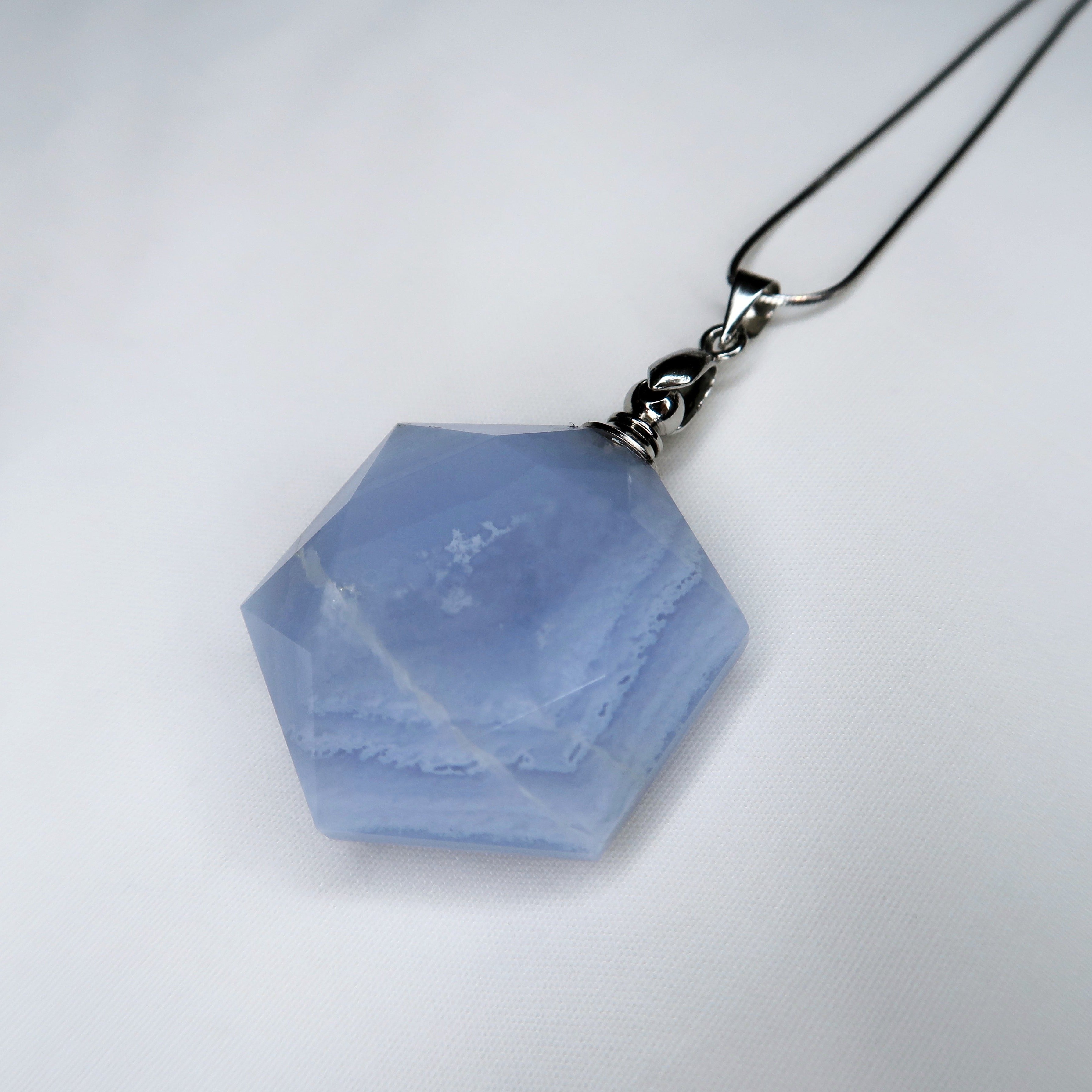 Blue Lace Agate Crystal Vial Necklace